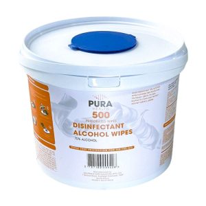 500 Wipes bucket pura health disinfectant 70% alcohol