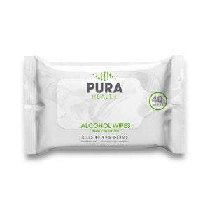 40 Wipe packet pura health disinfectant 70% alcohol